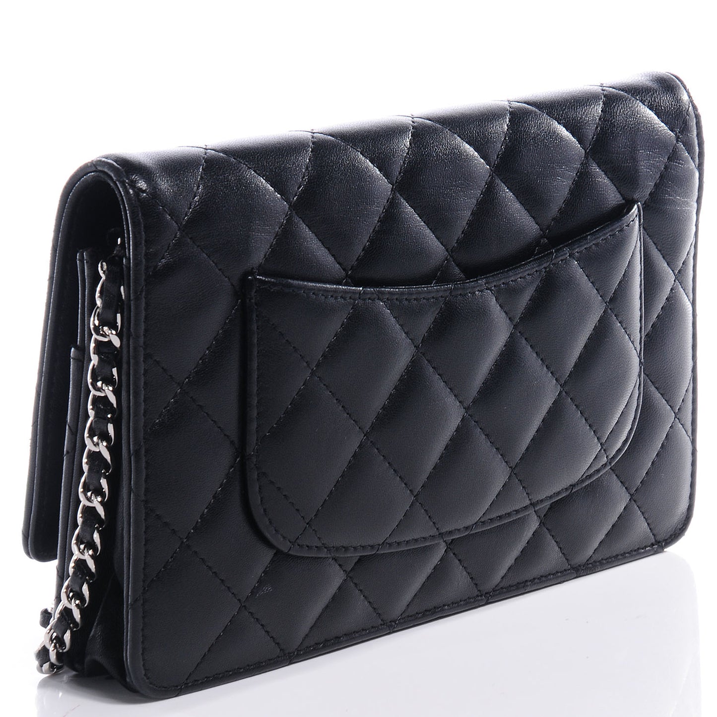 Lambskin Quilted Wallet On Chain WOC Black