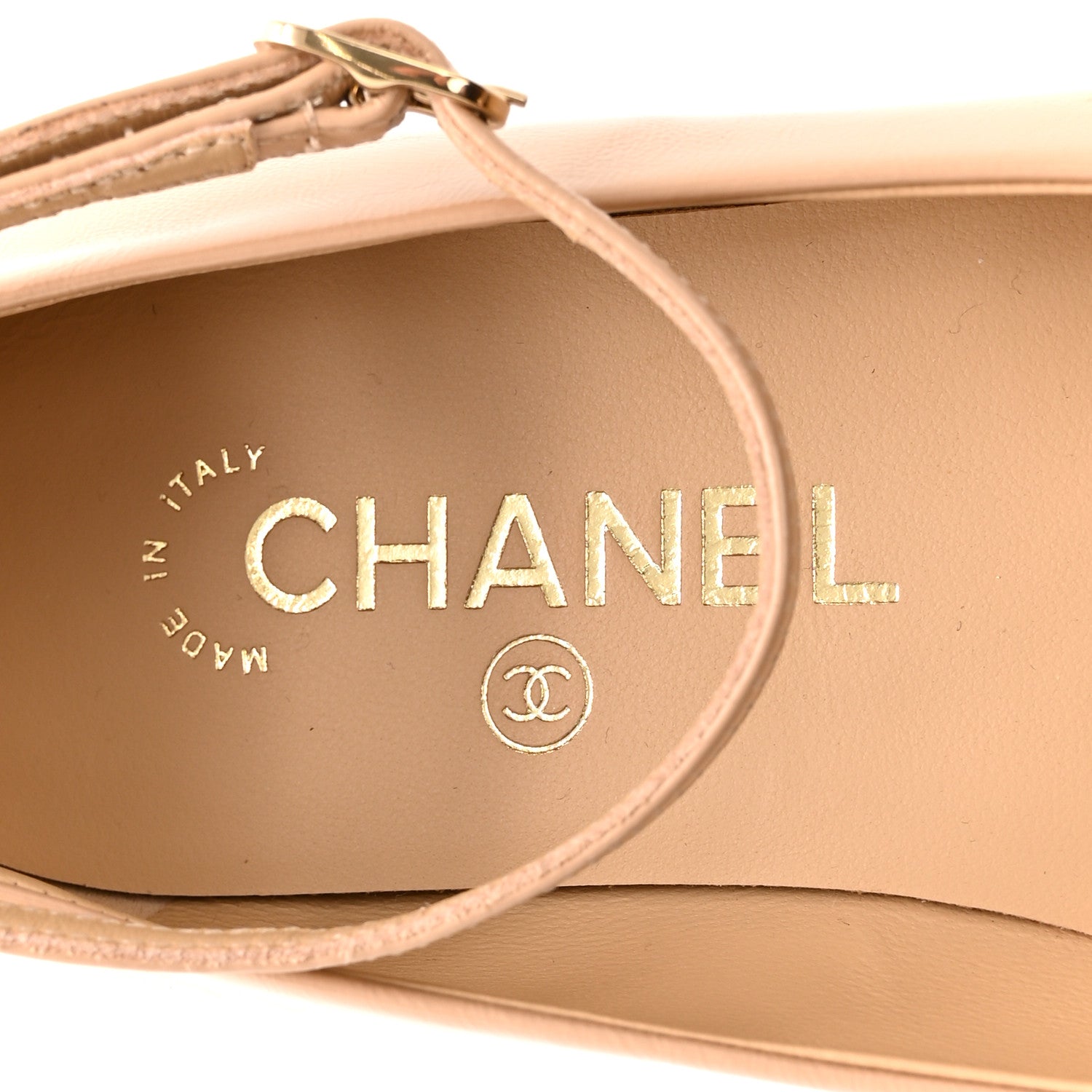 Chanel Shiny Calfskin Camellia Ankle Strap Ballerina Flats 36