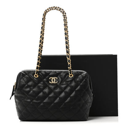 Chanel Shiny Caviar Quilted Large Bowling Bag Black Black 11 of 11