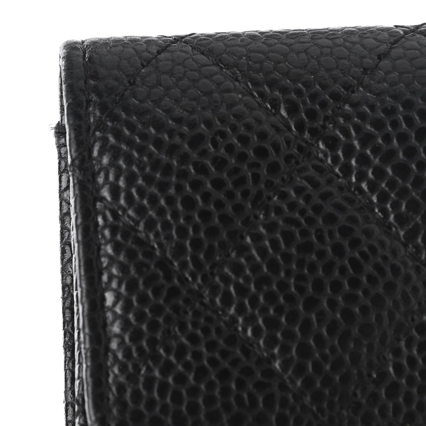 Caviar Quilted Flap Card Holder Black