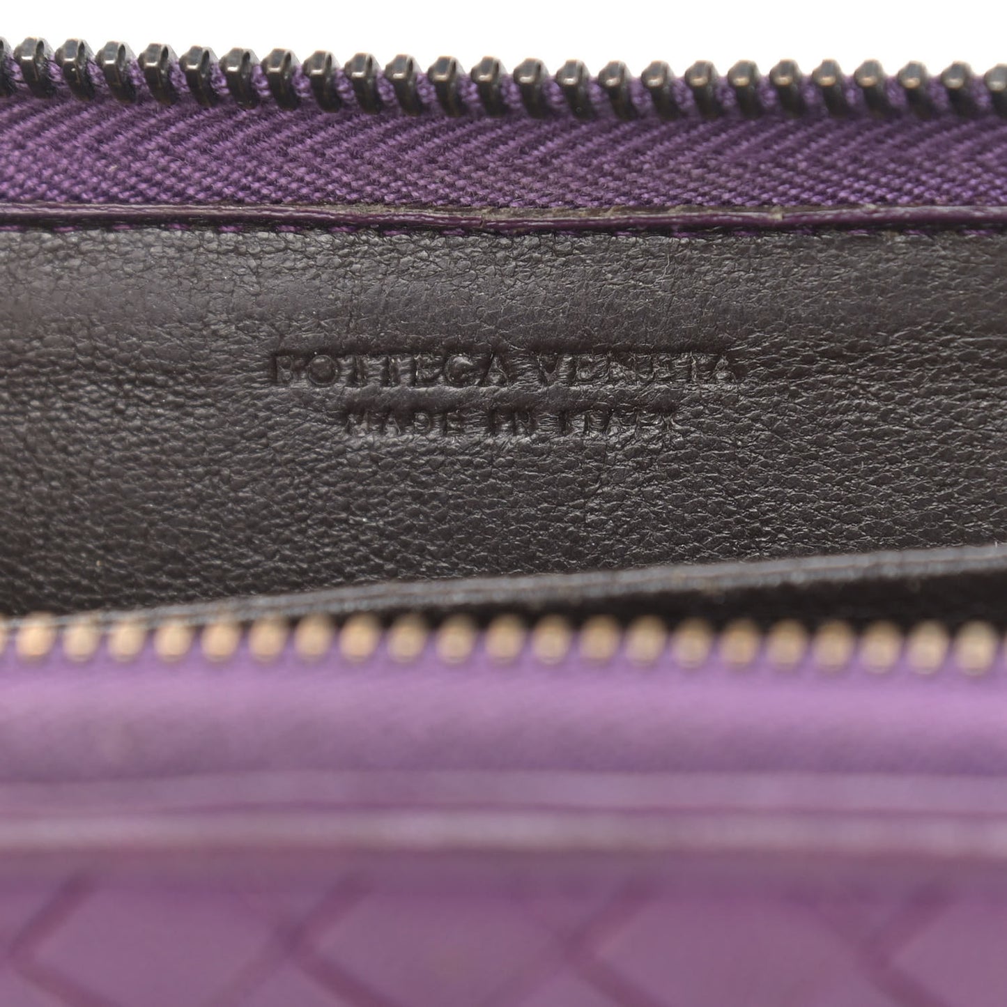 Nappa Intrecciato Zip Around Coin Purse Purple