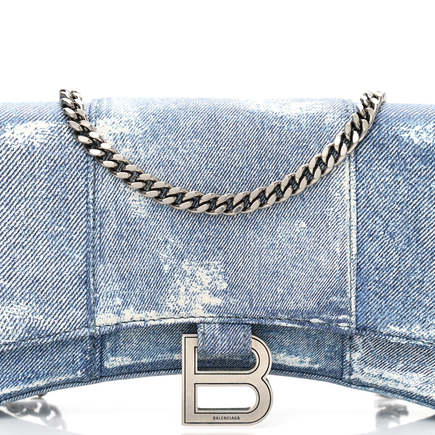 Balenciaga Nappa Denim Printed Hourglass Chain Bag Denim Blue 7 of 9