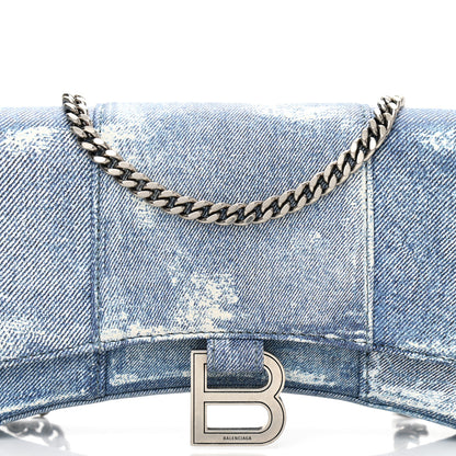 Balenciaga Nappa Denim Printed Hourglass Chain Bag Denim Blue 7 of 9