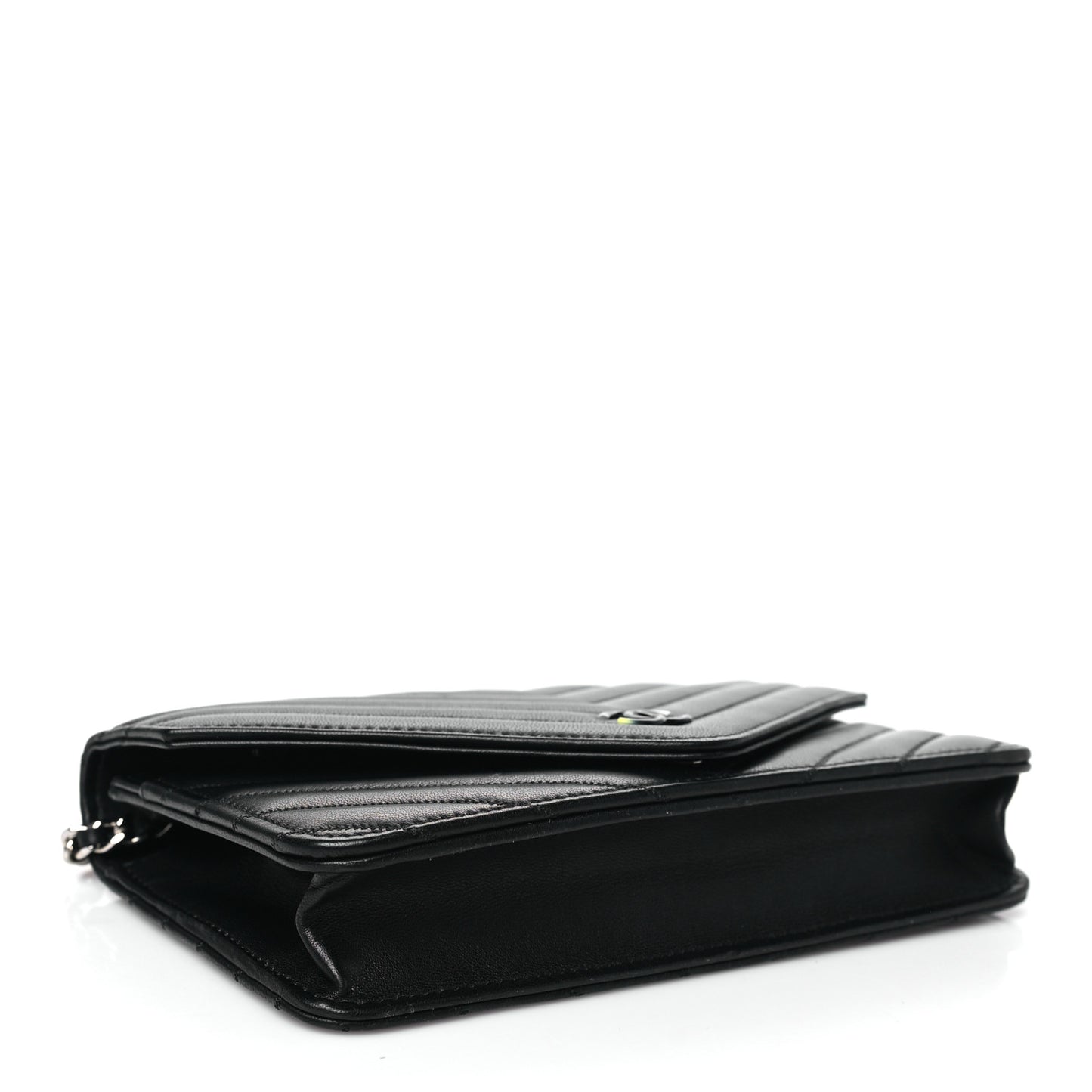 Sheepskin Chevron Wallet On Chain WOC Black