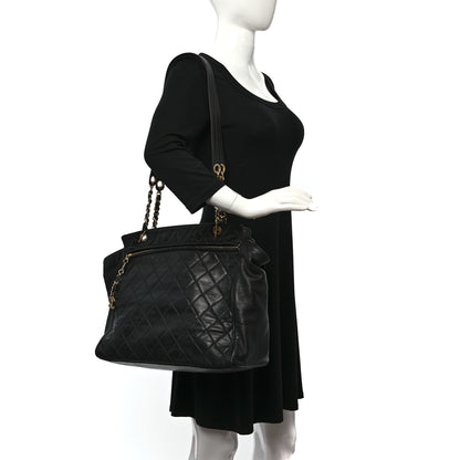 Chanel Lambskin Large Quilted Shopping Tote Black 2 of 15
