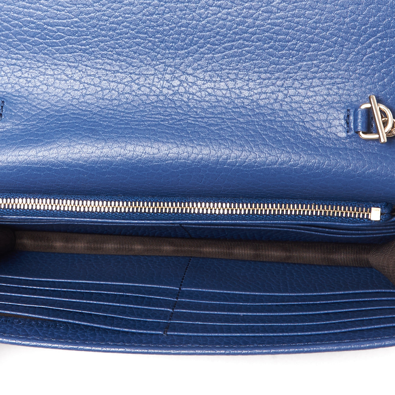 Dollar Calfskin Interlocking G Chain Wallet Caspian