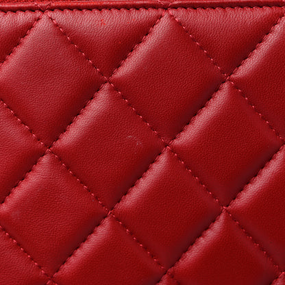 Chanel Lambskin Quilted Large Cosmetic Case Red 10 of 11