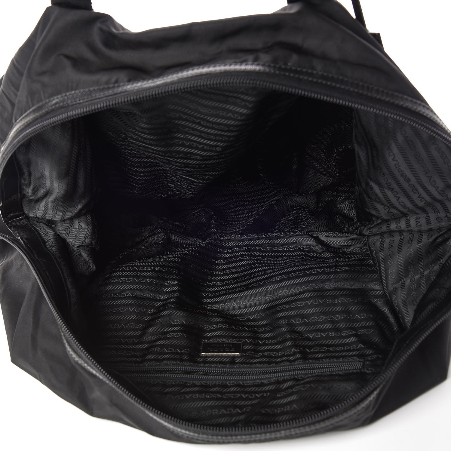 Prada Tessuto Nylon Saffiano Duffel Bag Black 7 of 9