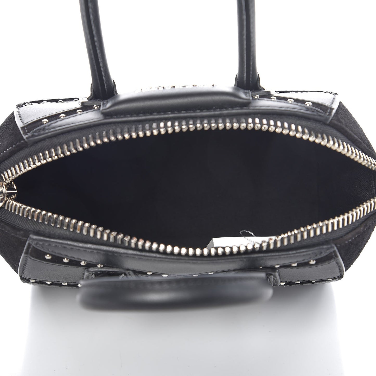 Calfskin Suede Mini Studded Chevron Antigona Black