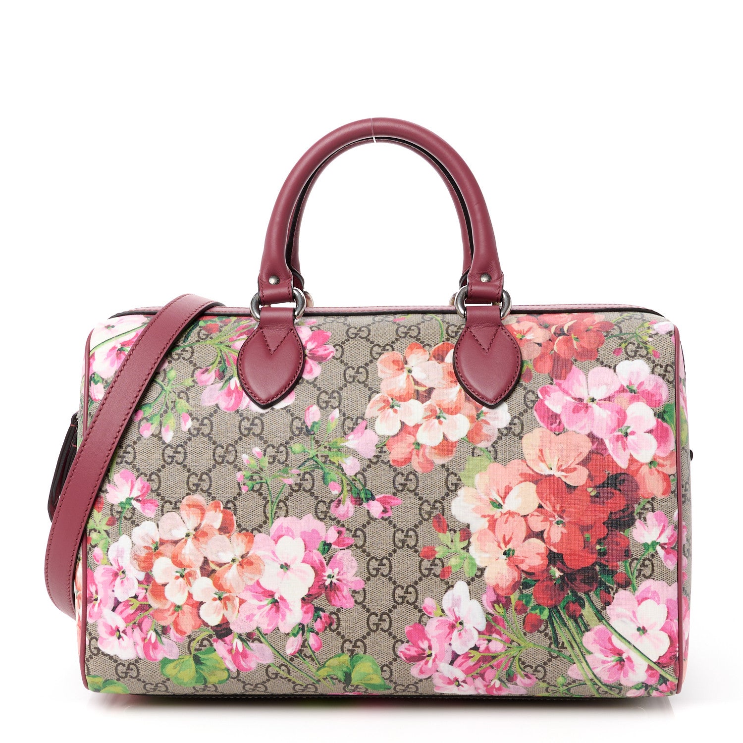 Gucci GG Supreme Monogram Blooms Medium Boston Beige Multicolor Dry Rose 1 of 12