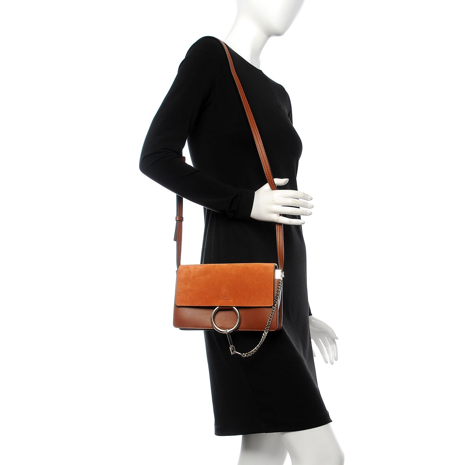 Chloe Suede Calfskin Small Faye Shoulder Bag Tobacco 2 of 6