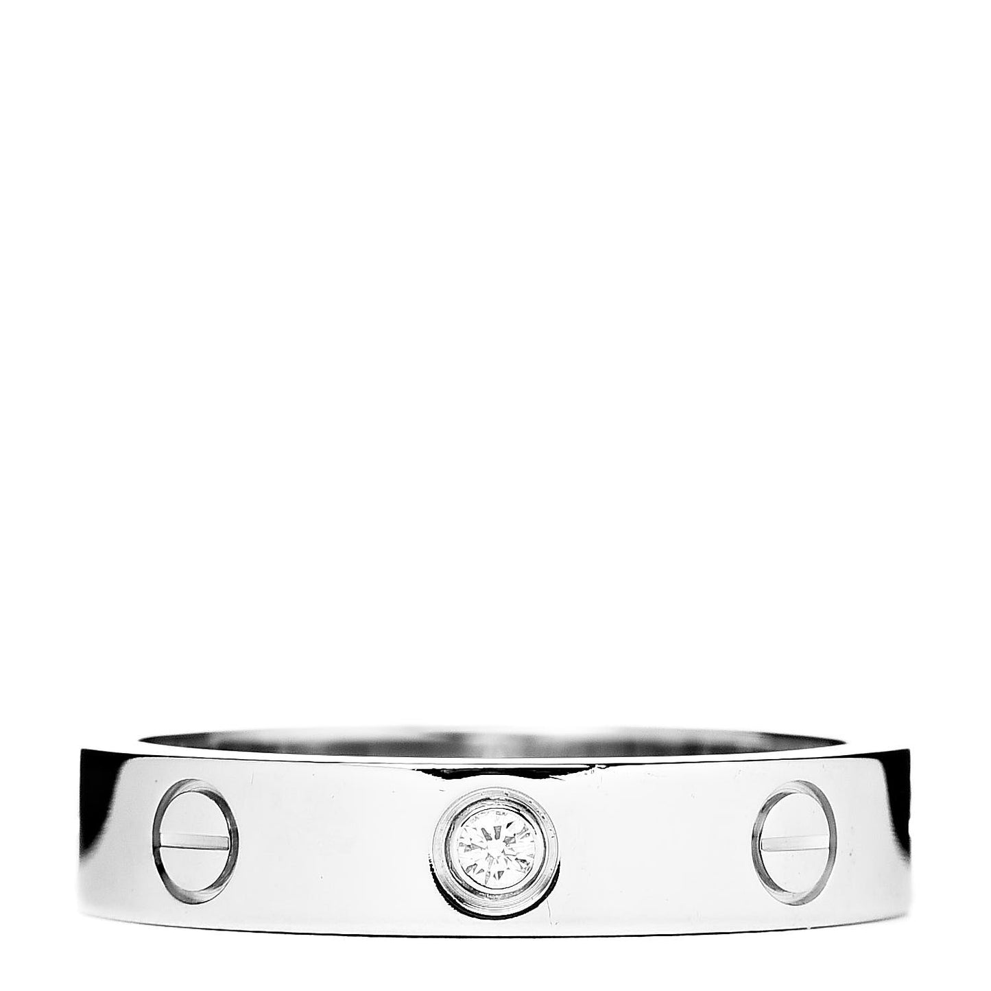 18K White Gold Diamond 4mm LOVE Wedding Band Ring 53 6.25