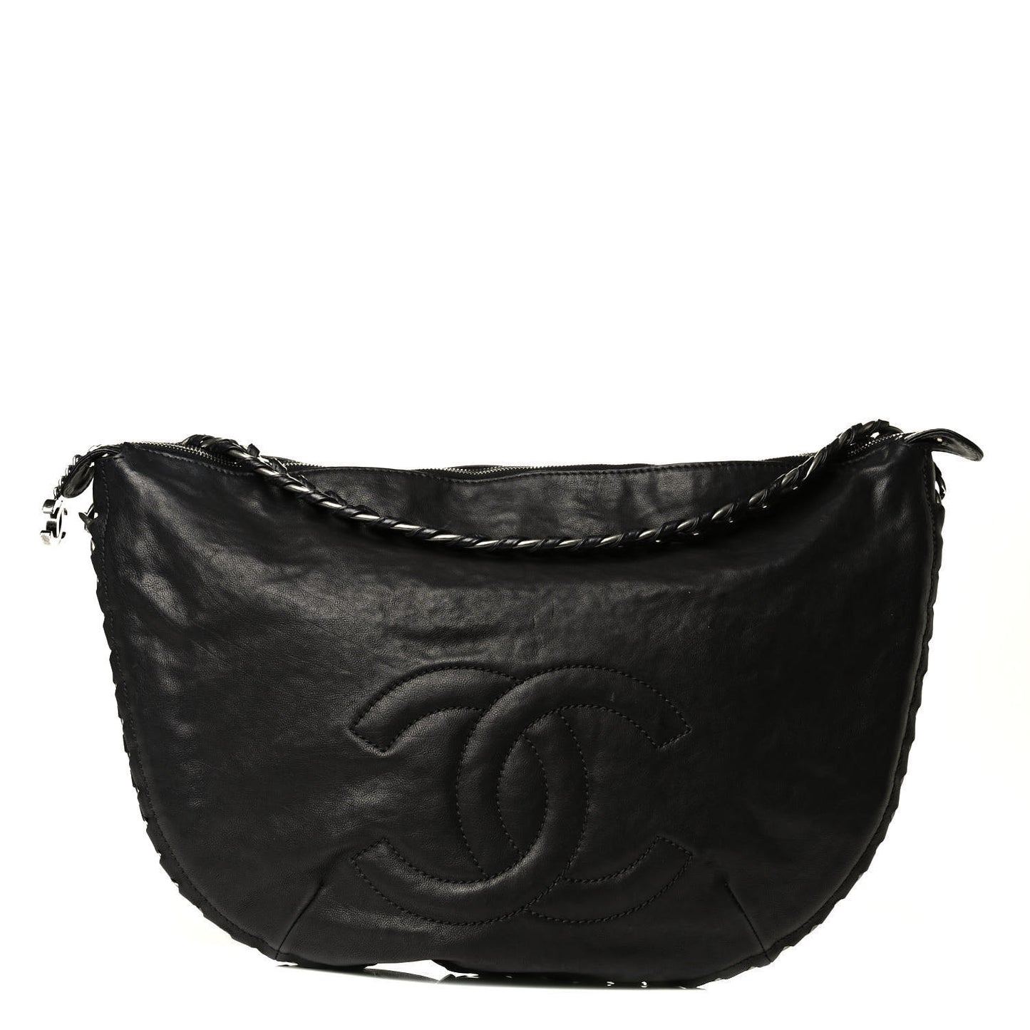 Calfskin Modern Chain Hobo Black