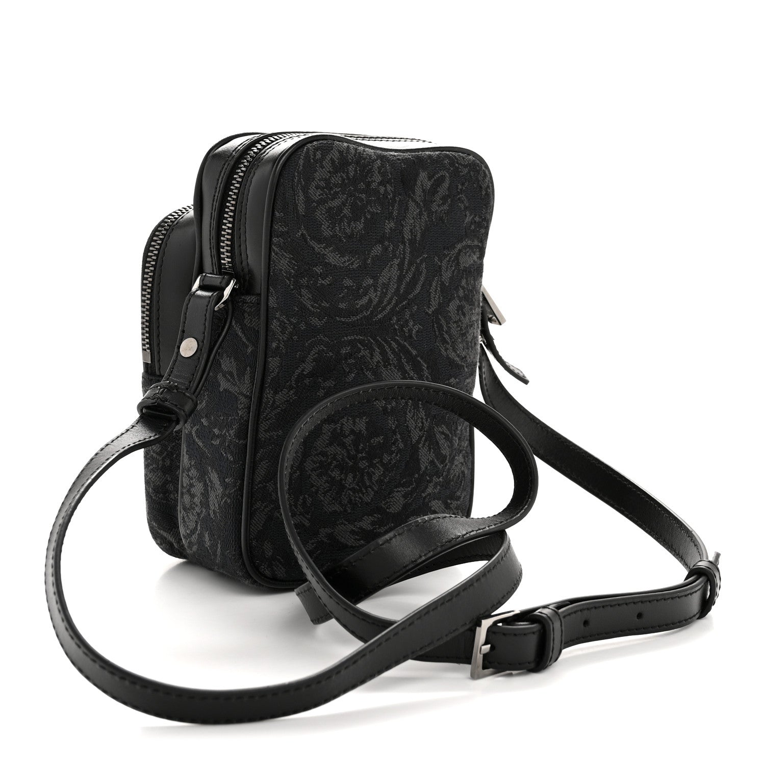 Versace Fabric Jacquard Calfskin Small Barocco Crossbody Bag Black 3 of 11