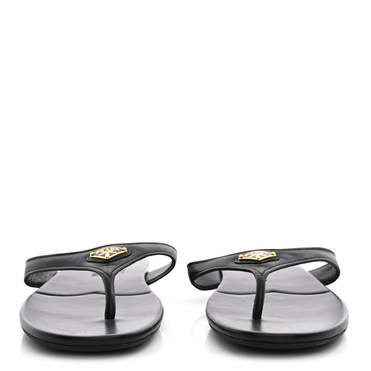 Lambskin Logo Thong Sandals 39 Black