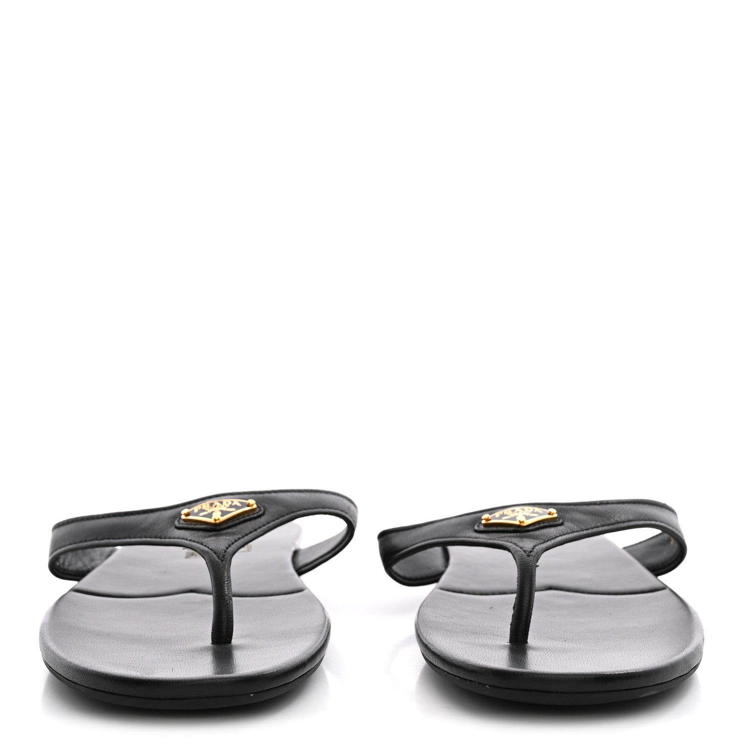 Prada Lambskin Logo Thong Sandals 39 Black 3 of 9