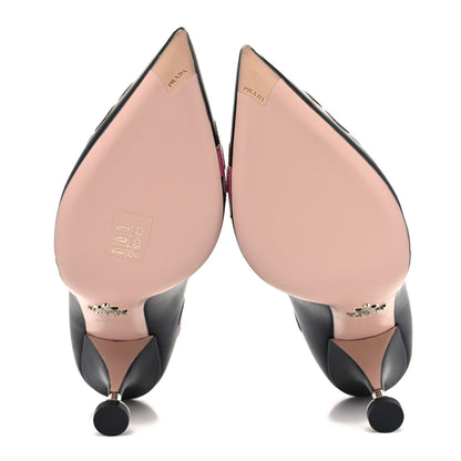 Prada Nappa Embellished Capretto Fiori 85mm Pumps 38.5 Black Orchidea 5 of 7