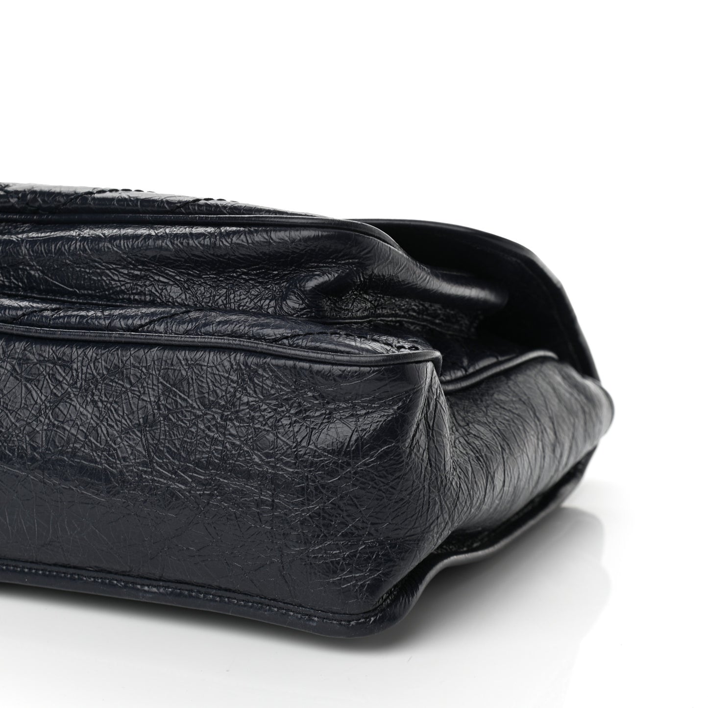 Crinkled Calfskin Matelasse Monogram Large Niki Chain Satchel Deep Marine