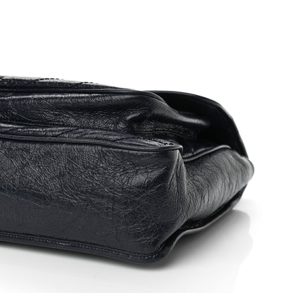 Saint Laurent Crinkled Calfskin Matelasse Monogram Large Niki Chain Satchel Deep Marine 8 of 8
