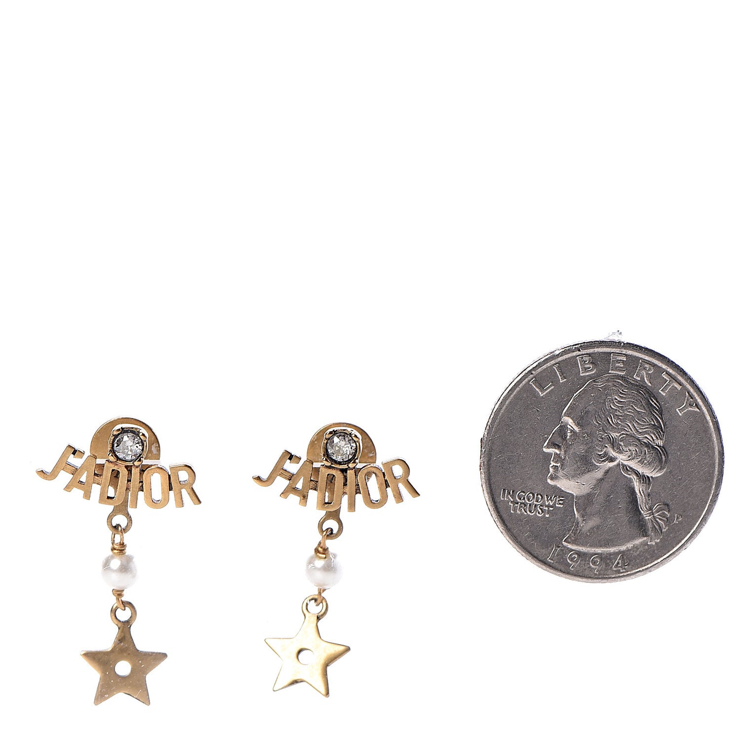 Pearl Crystal Star J'adior Drop Earrings Antique Gold
