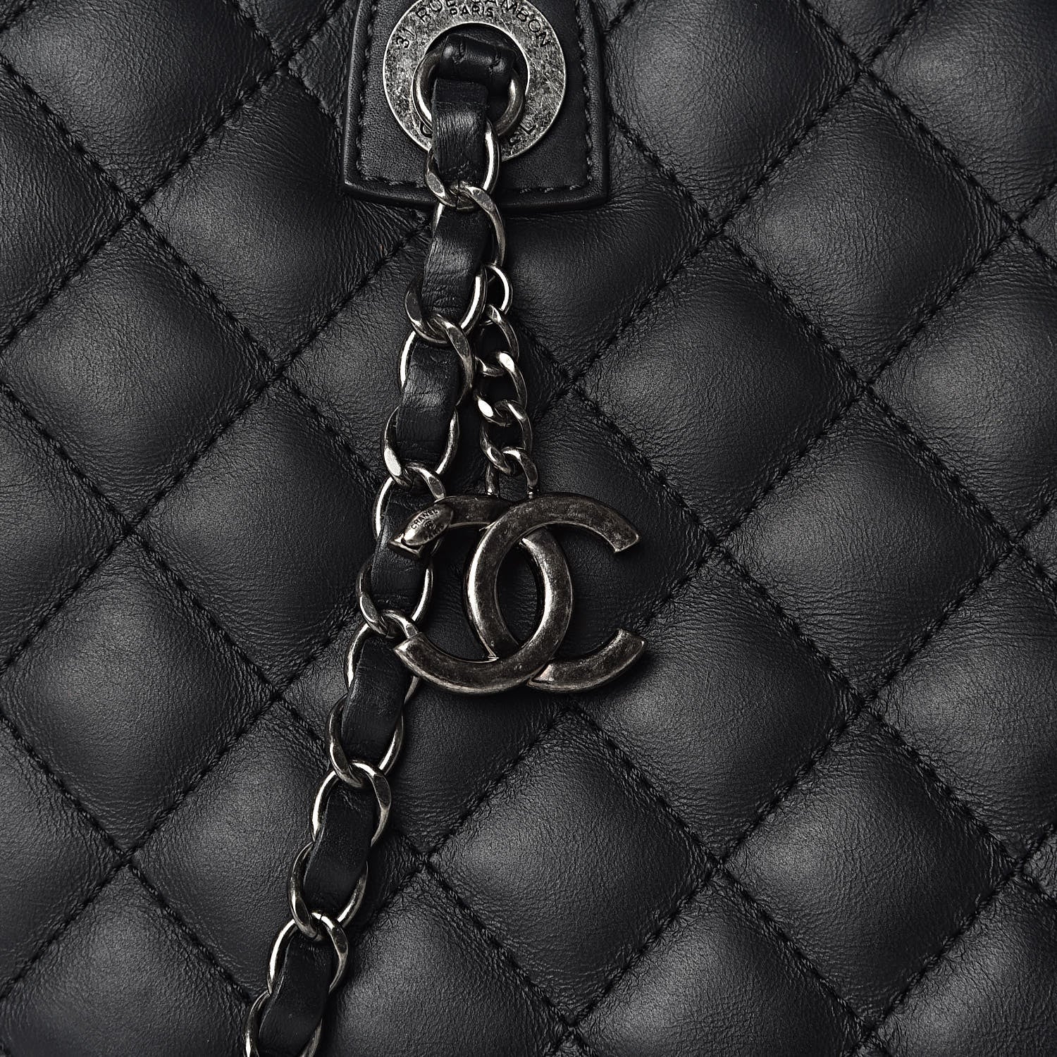 Chanel Calfskin Quilted Large Easy Shopping Tote Black 8 of 10