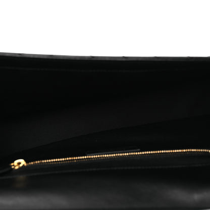 Saint Laurent Smooth Calfskin Matelasse Chevron Large Monogram Satchel Black 9 of 23