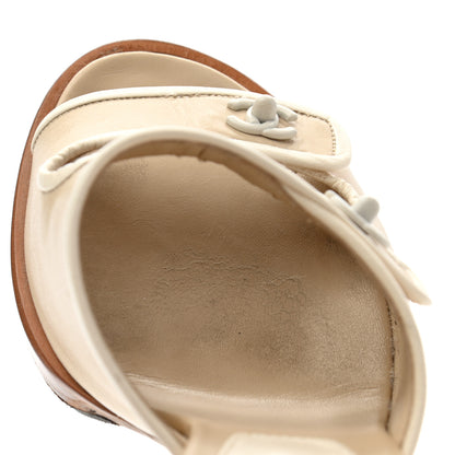 Chanel CC Turnlock Sandals 35 Beige White 9 of 12