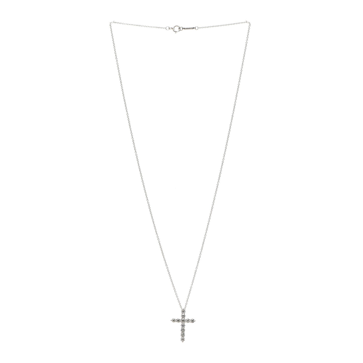 Platinum Diamond Medium Cross Pendant Necklace