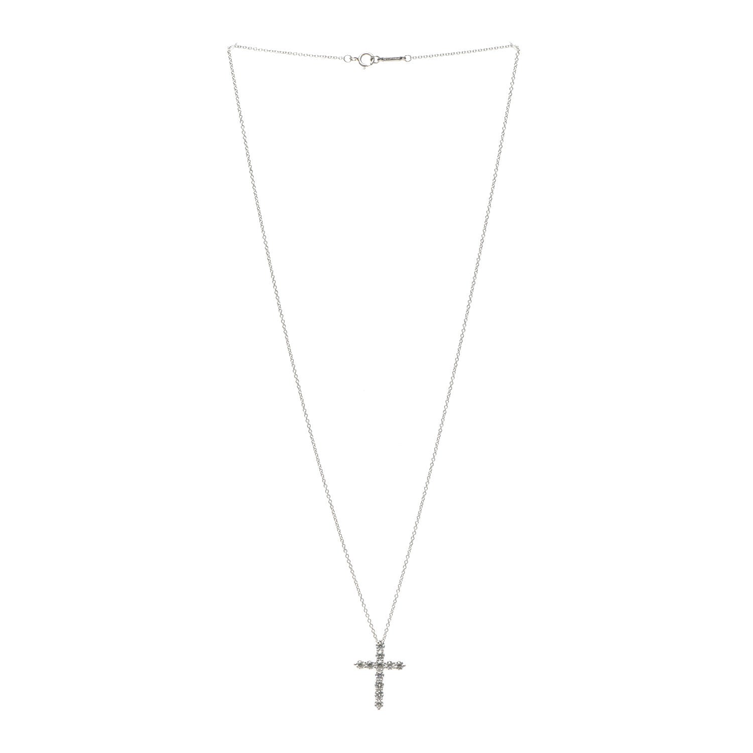 Tiffany Platinum Diamond Medium Cross Pendant Necklace 3 of 5