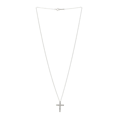 Tiffany Platinum Diamond Medium Cross Pendant Necklace 3 of 5
