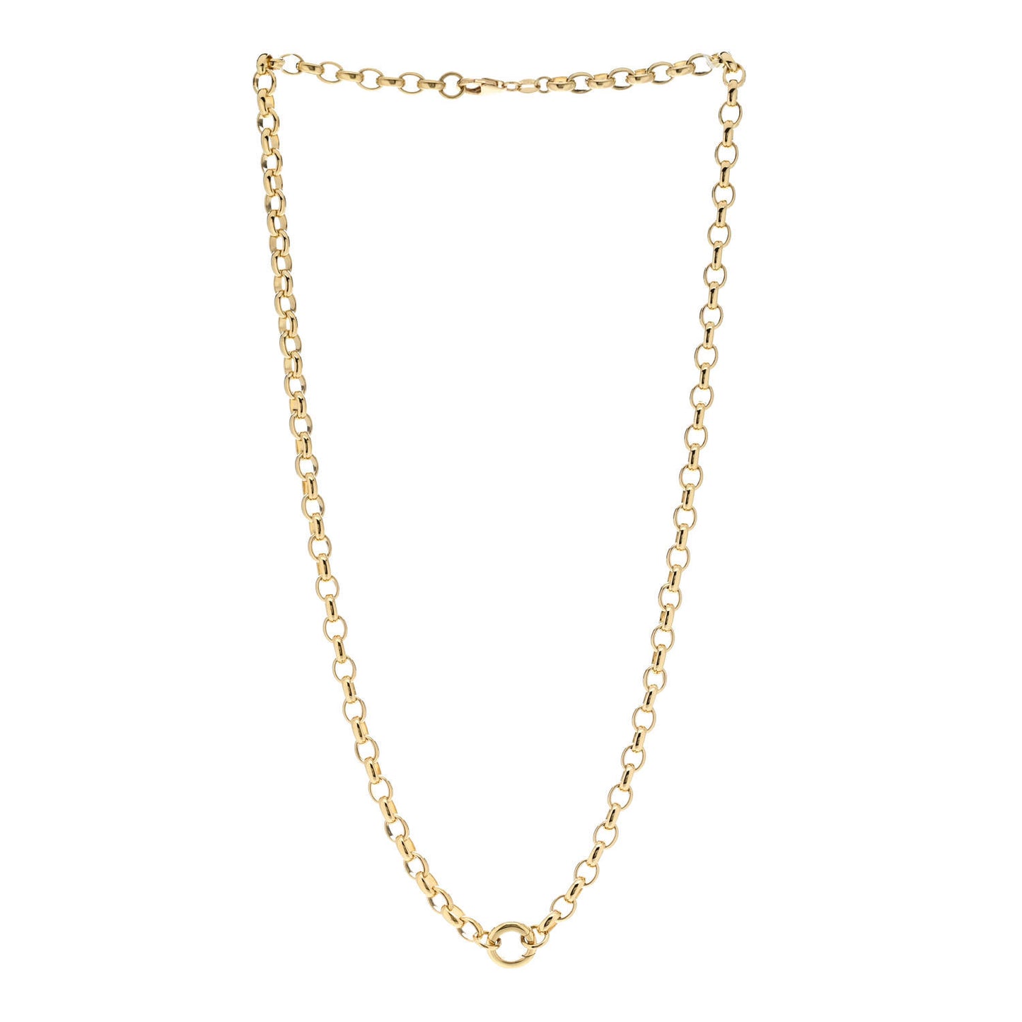 18K Yellow Gold Heavy Belcher Open Chain Mini Chubby Annex Link Necklace