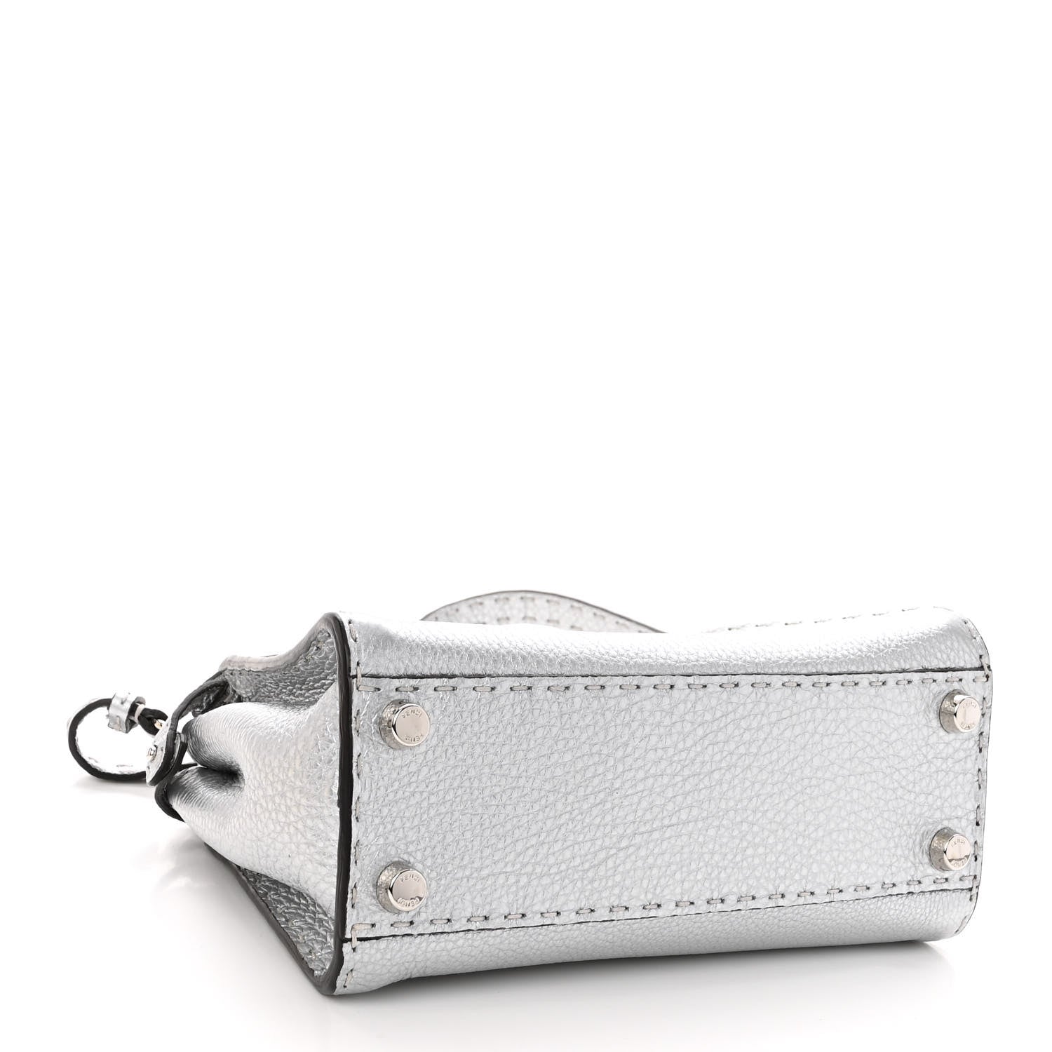 Fendi Cuoio Romano Lux Selleria Mini Peekaboo Iconic Satchel Argento 4 of 11
