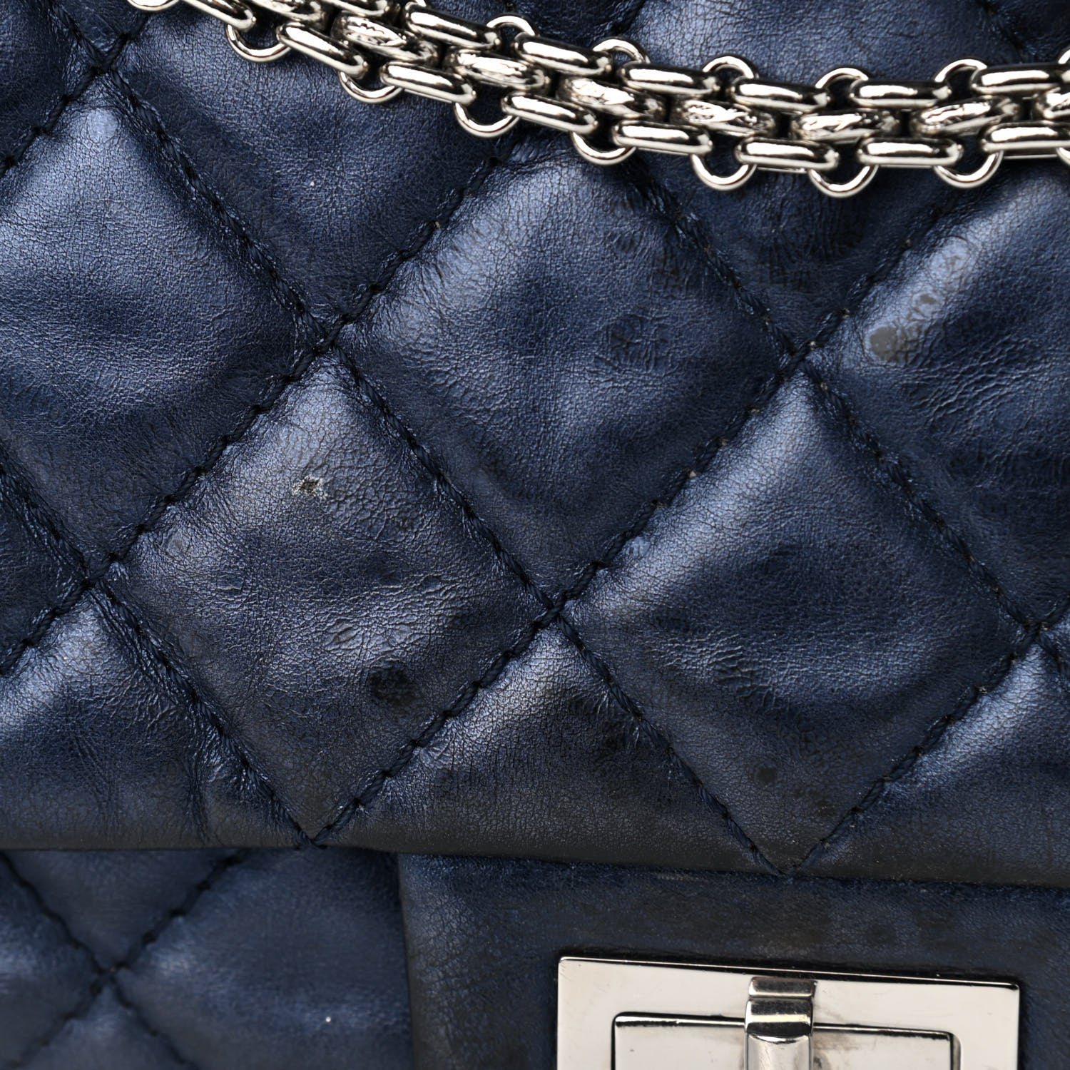 Chanel Metallic Aged Calfskin Quilted 2.55 Reissue 227 Flap Blue 15 of 18