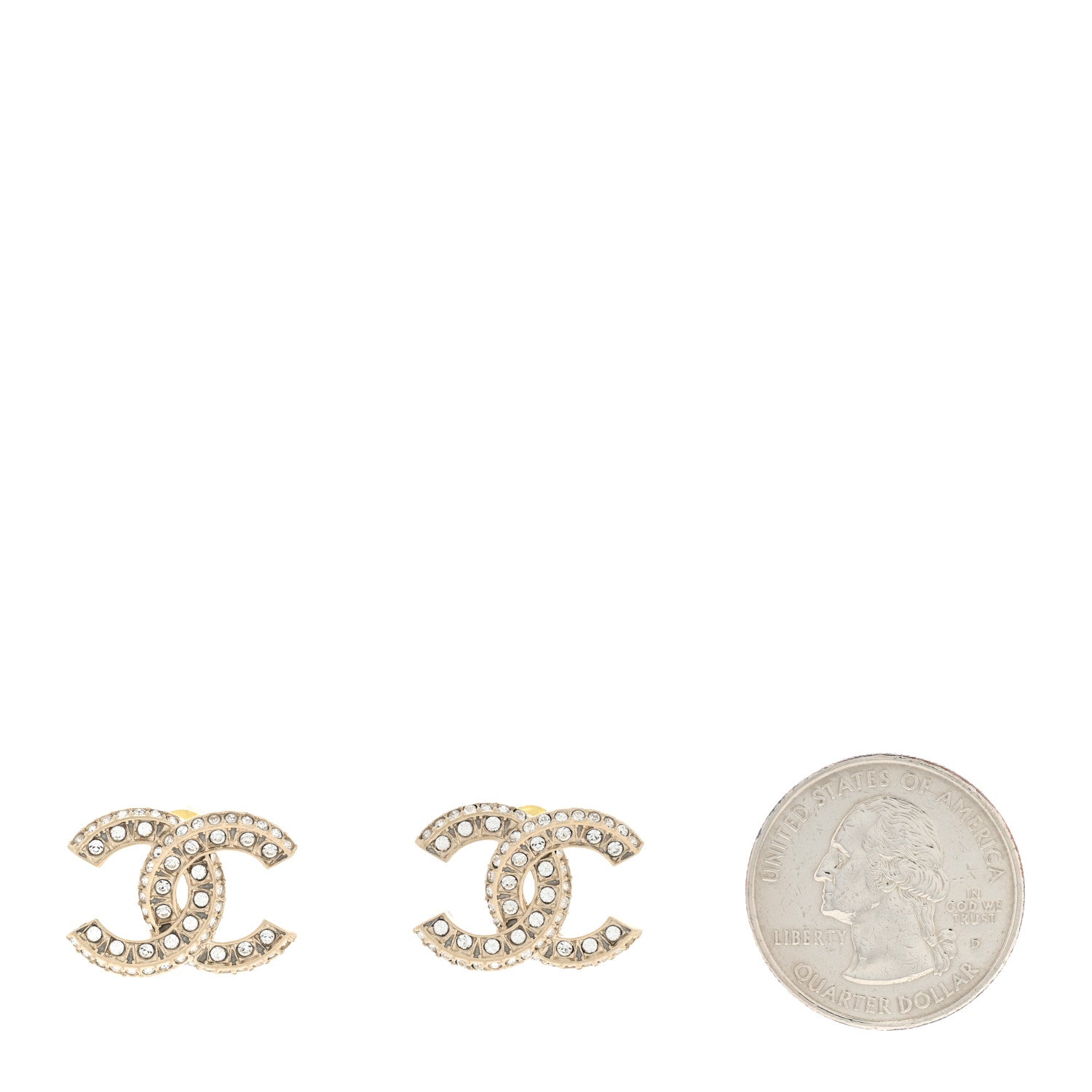 Chanel Crystal CC Earrings Light Gold 2 of 4