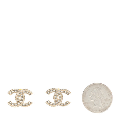 Chanel Crystal CC Earrings Light Gold 2 of 4