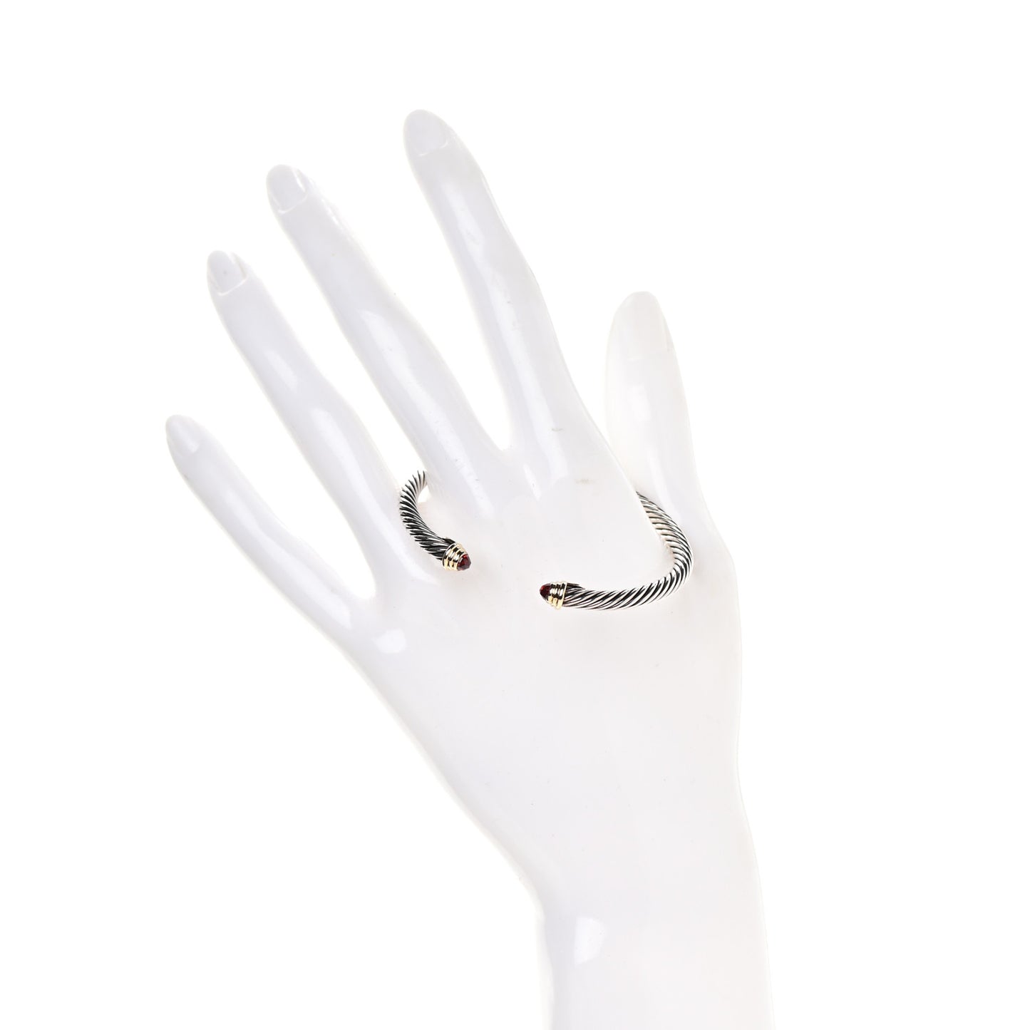 Sterling Silver 14K Yellow Gold Garnet 4mm Kids Birthstone Cable Bracelet