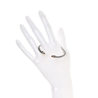 David Yurman Sterling Silver 14K Yellow Gold Garnet 4mm Kids Birthstone Cable Bracelet 2 of 6
