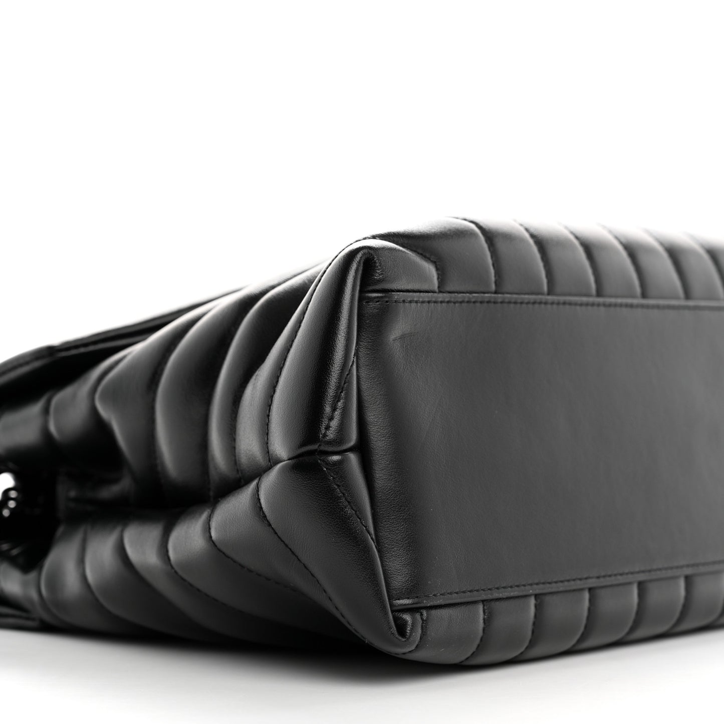 Calfskin Y Quilted Monogram Monochrome Medium Loulou Chain Satchel Black