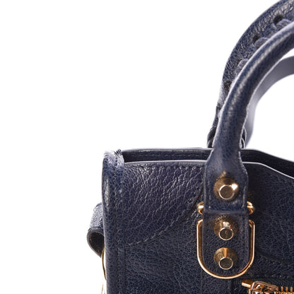 Balenciaga Chevre Gold Metallic Edge Hardware Mini City Bleu Nuit 9 of 9