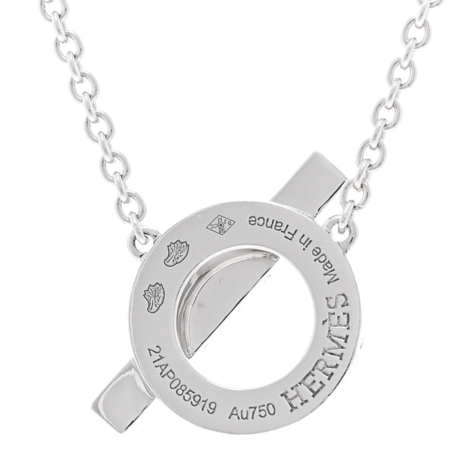 Hermes 18K White Gold Diamond Finesse Pendant Necklace 4 of 6