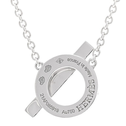 Hermes 18K White Gold Diamond Finesse Pendant Necklace 4 of 6