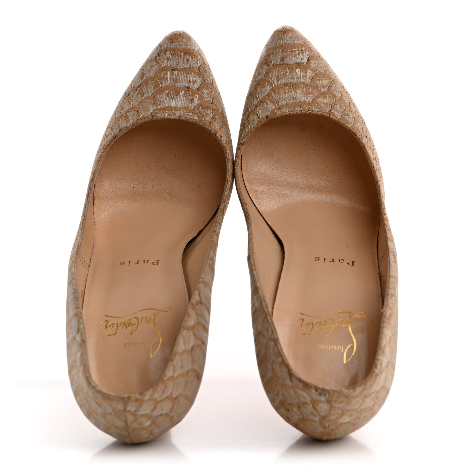 Christian Louboutin Cork Snake Embossed Daffodile 160 Pumps 36.5 Beige 2 of 11