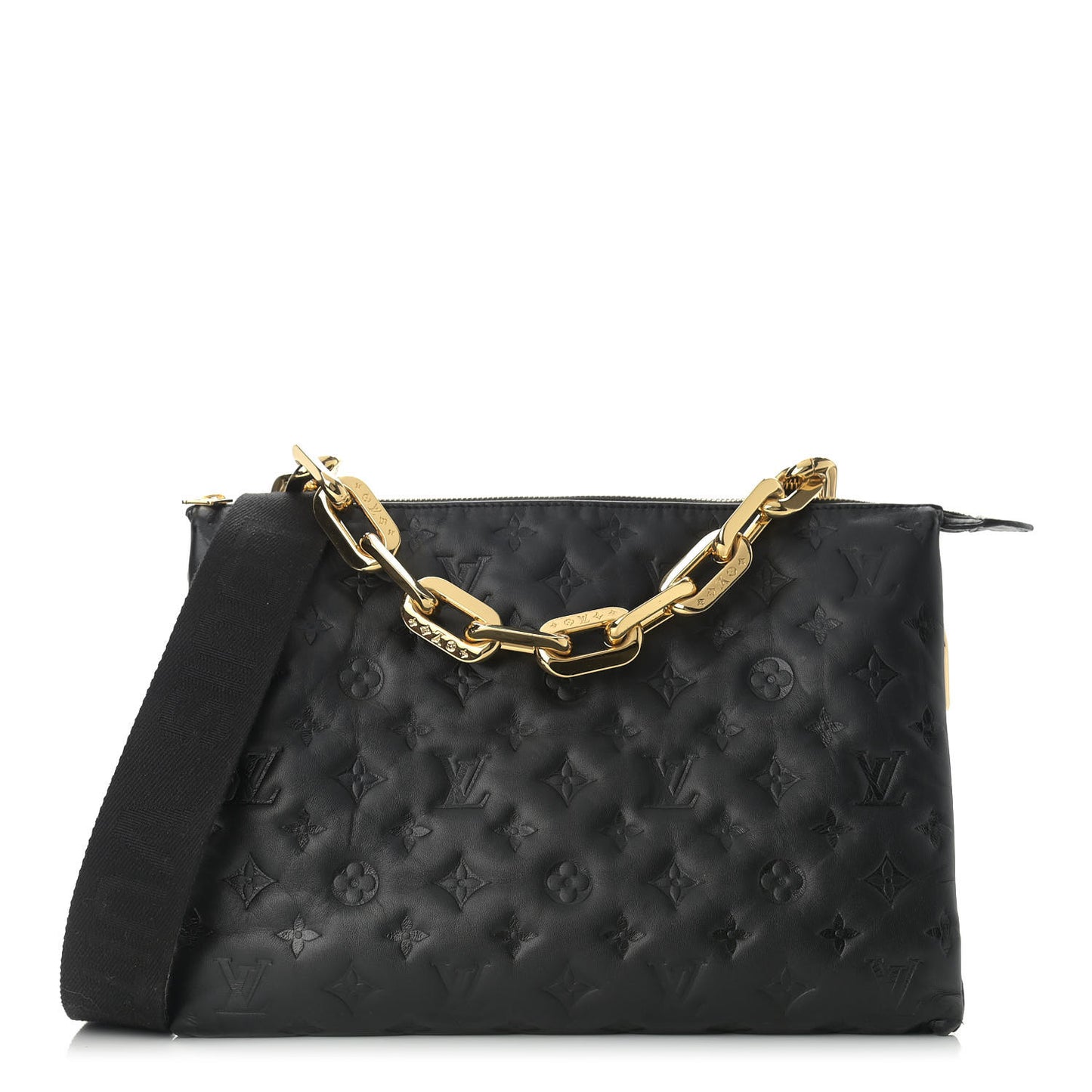 Lambskin Embossed Monogram Coussin MM Black