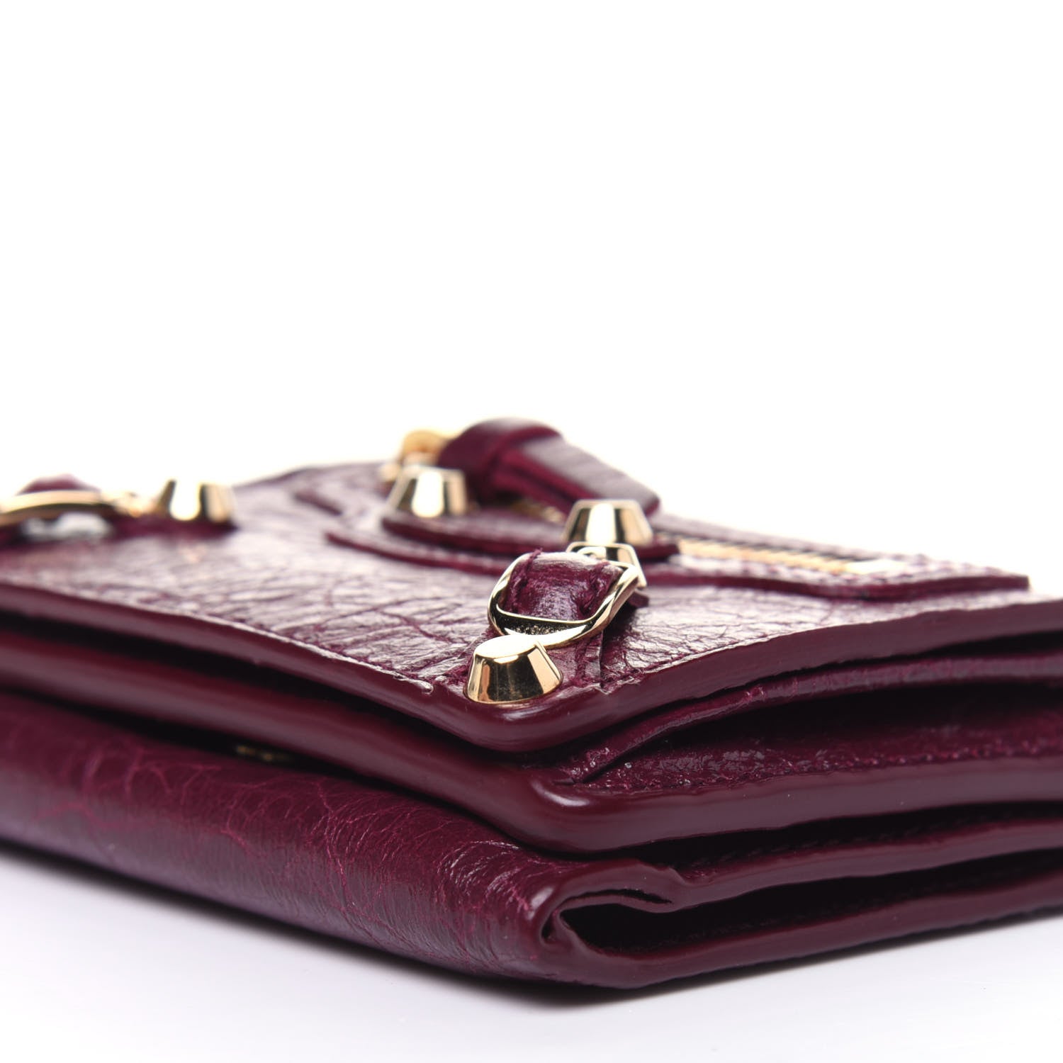 Balenciaga Agneau Arena Classic Gold Hardware Mini Wallet Violet Prune 11 of 13