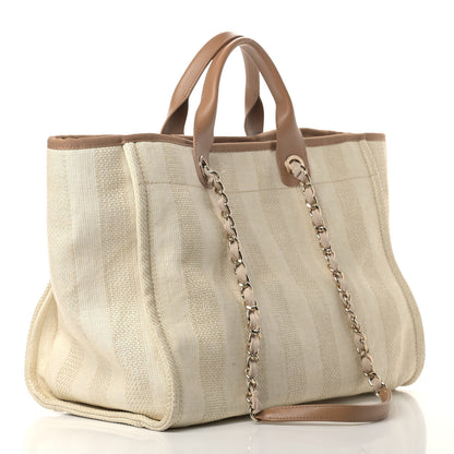 Chanel Mixed Fibers Striped Medium Deauville Tote Beige 3 of 10