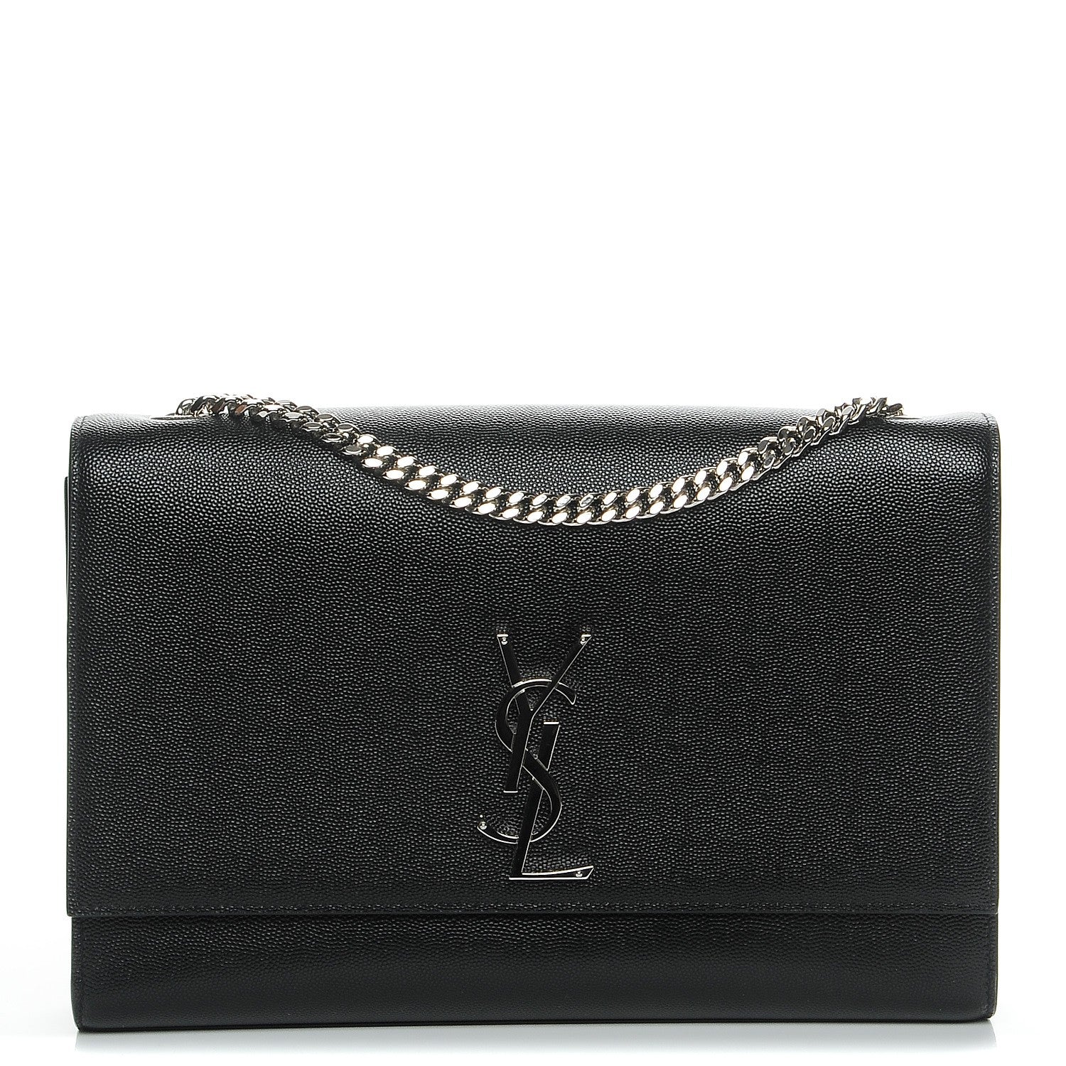 Saint Laurent Grain De Poudre Large Classic Monogram Kate Satchel Black 1 of 7