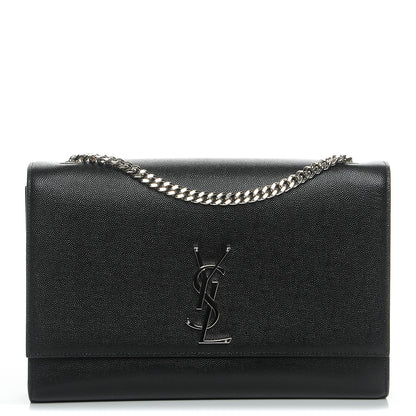 Saint Laurent Grain De Poudre Large Classic Monogram Kate Satchel Black 1 of 7