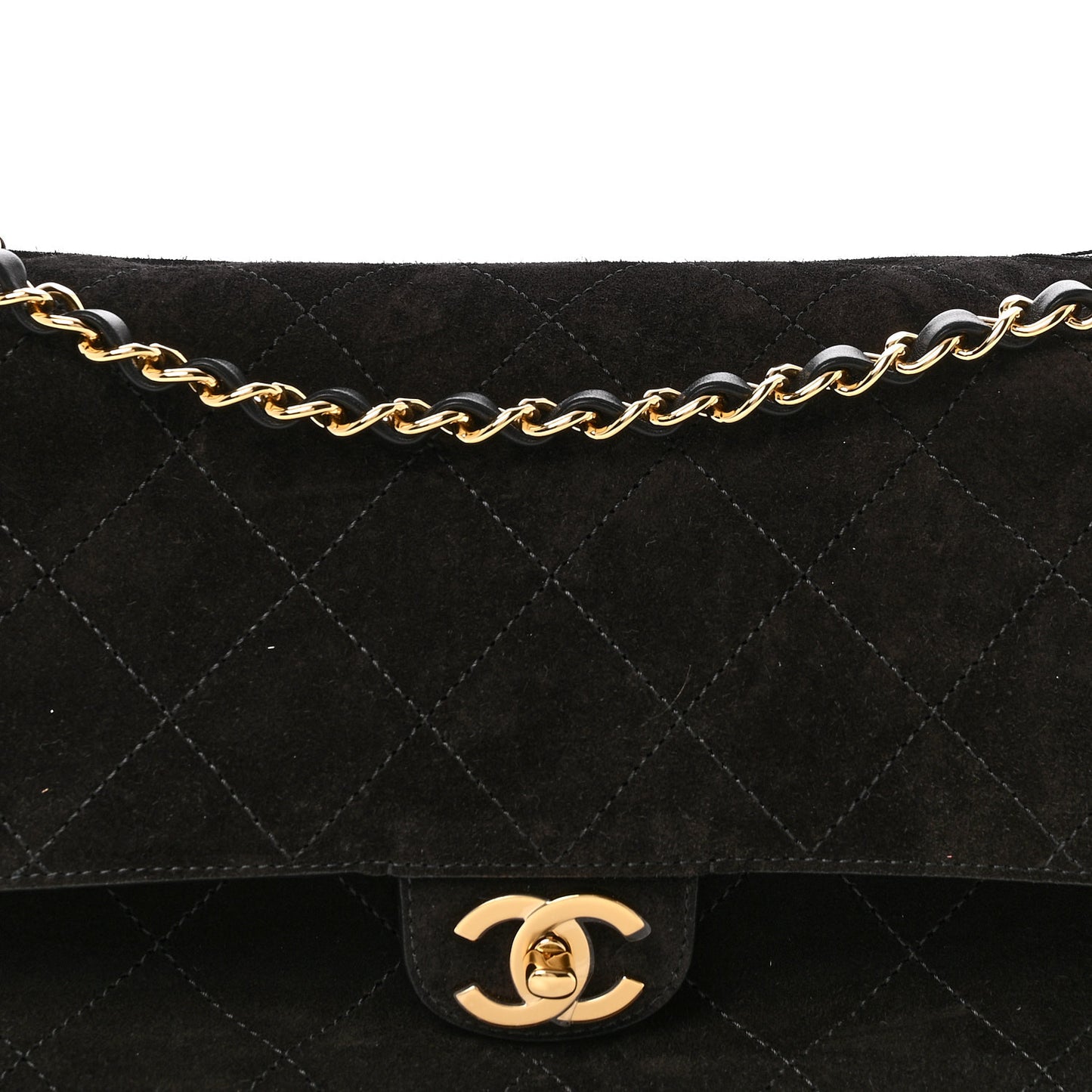Suede Calfskin Small Souplissimo Maxi Flap Black