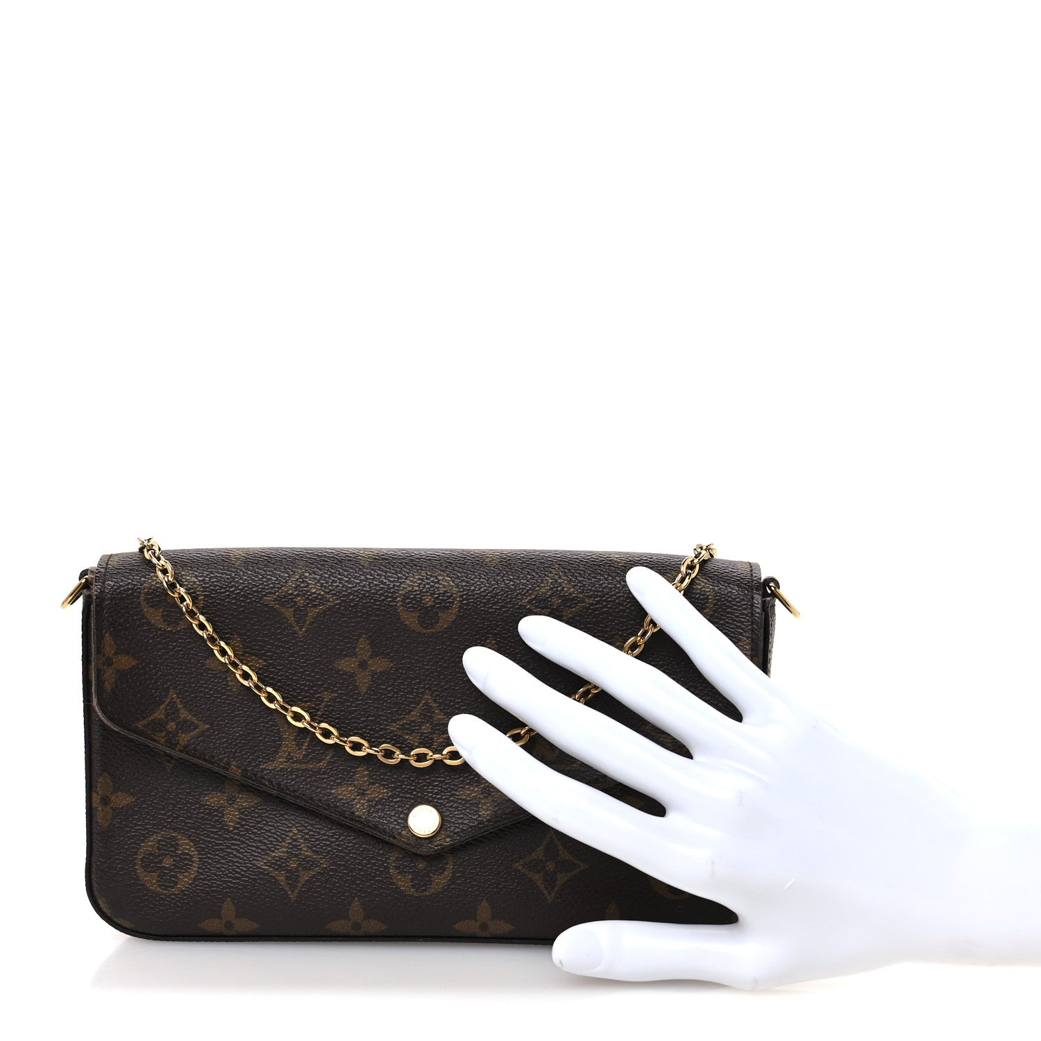 Louis Vuitton Monogram Pochette Felicie Chain Wallet Fuchsia 2 of 12