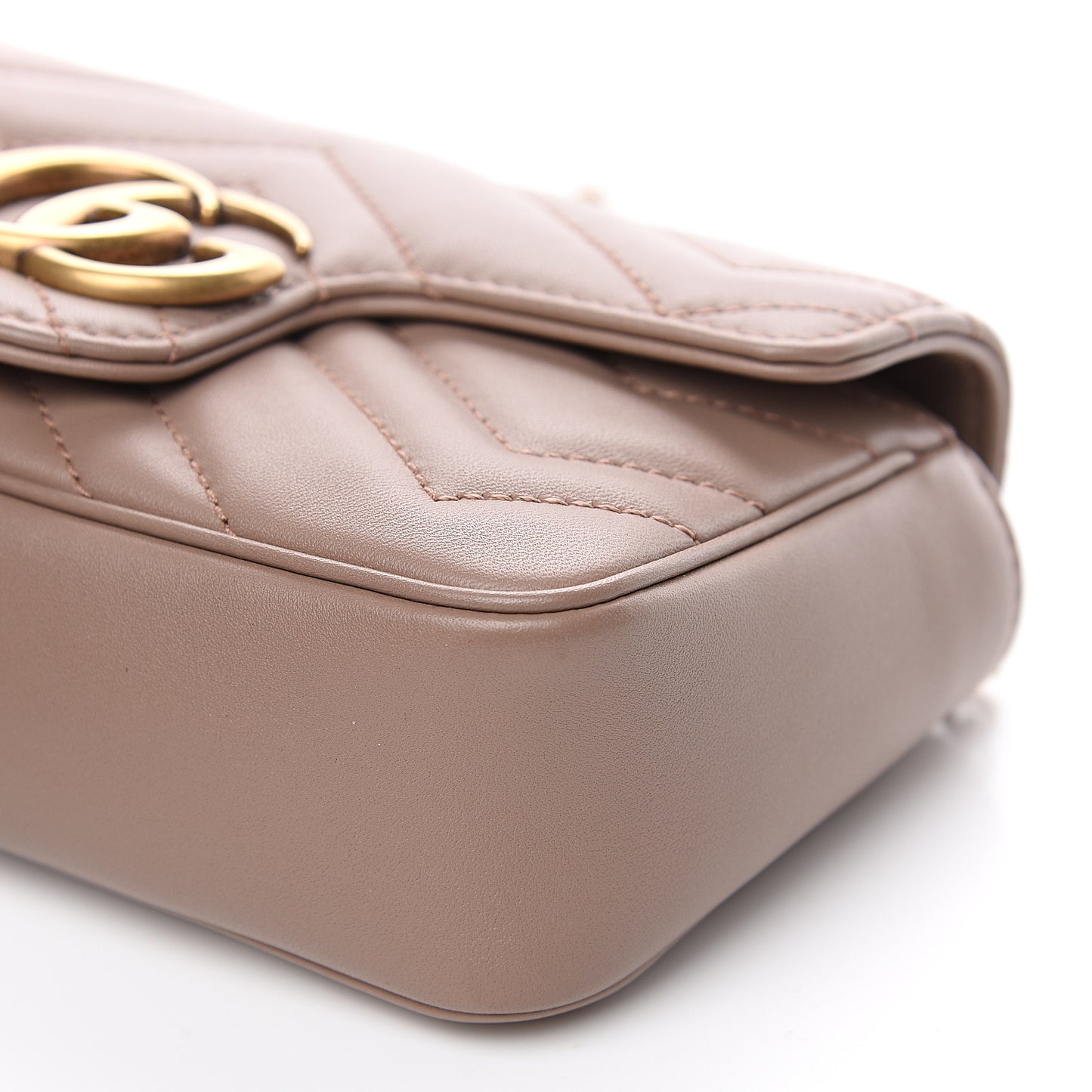 Calfskin Matelasse Super Mini GG Marmont Shoulder Bag Porcelain Rose